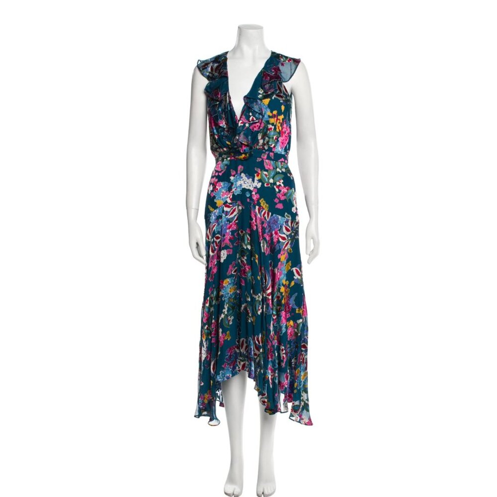 SALONI floral silk midi dress size 4